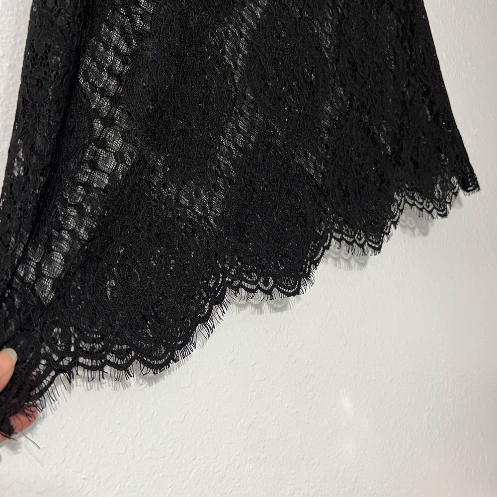 Forever 21 Lace Shirt Dress Womens Medium Black Midi Romantic Goth Sheer - Picture 5 of 9